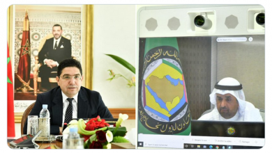 صورة السيد ناصر بوريطة يتباحث مع الأمين العام لمجلس التعاون لدول الخليج العربية