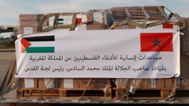 صورة إدخال جزء كبير من المساعدات الإنسانية التي أمر بها صاحب الجلالة الملك محمد السادس لفائدة السكان الفلسطينيين إلى غزة