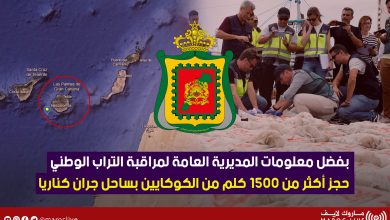 صورة بفضل معلومات المديرية العامة لمراقبة التراب الوطني.. حجز أكثر من طن ونصف من الكوكايين بساحل جزر الكناري